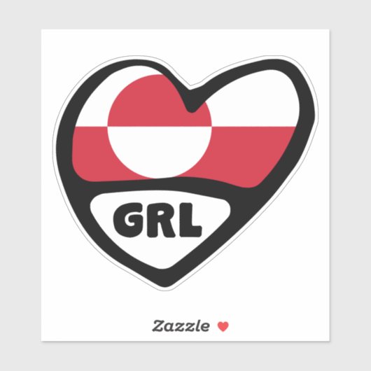 Grönland Land Code Flaggen Herz Button Abzeichen,  Aufkleber (Blatt)