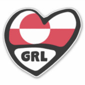 Grönland Land Code Flaggen Herz Button Abzeichen,  Aufkleber (Vorderseite)