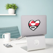 Grönland Land Code Flaggen Herz Button Abzeichen,  Aufkleber (Laptop auf Schreibtisch)