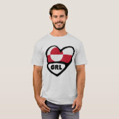 Grönland Land Code Flaggen Herz Button Abzeichen, T-Shirt (Vorne ganz)