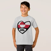 Grönland Land Code Flaggen Herz Button Abzeichen, T-Shirt (Vorne ganz)