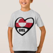 Grönland Land Code Flaggen Herz Button Abzeichen, T-Shirt (Vorderseite)