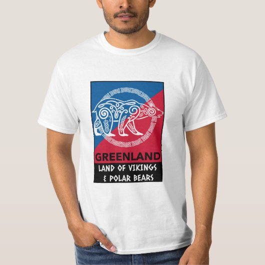 Grönland Land Wikinger & Polar Bären blau rot T-Shirt (Vorderseite)