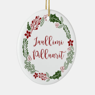 Grönland Merry Christmas Wreath Juullimi Pilluari Keramik Ornament