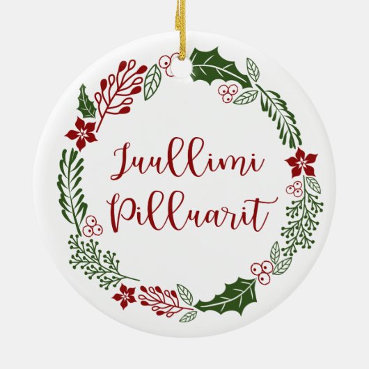 Grönland Merry Christmas Wreath Juullimi Pilluari Keramik Ornament (Hinten)