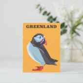 Grönland Puffin Vintage Reiseplakat Postkarte (Stehend Vorderseite)