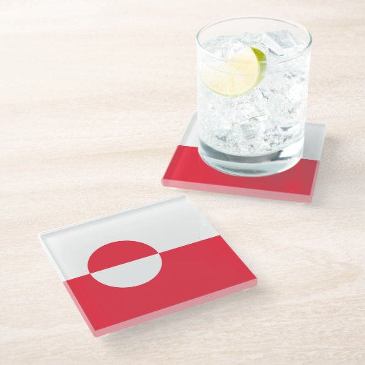 Grönländische Flagge Glasuntersetzer (Schrägansicht)