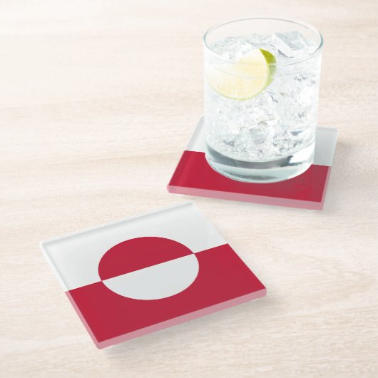 Grönländische Flagge Glasuntersetzer (Schrägansicht)