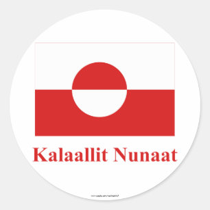 Grönländische Flagge mit Namen in Kalaallisut Runder Aufkleber