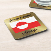 Grönländische Flagge+Text-Untersetzer Getränkeuntersetzer (Linke Seite)