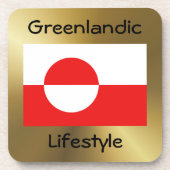 Grönländische Flagge+Text-Untersetzer Getränkeuntersetzer (Vorderseite)