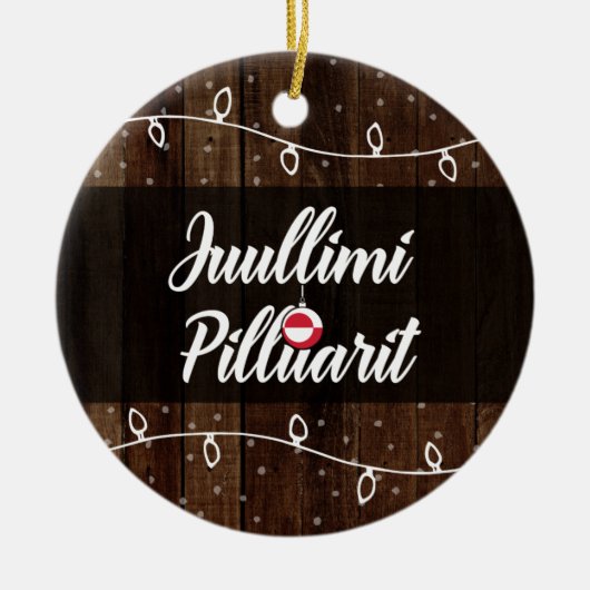 Grönländische frohe Weihnachten, Juullimi Pilluari Keramik Ornament (Vorne)