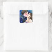 Groom and Bride Wedding Kiss Quadratischer Aufkleber (Tasche)