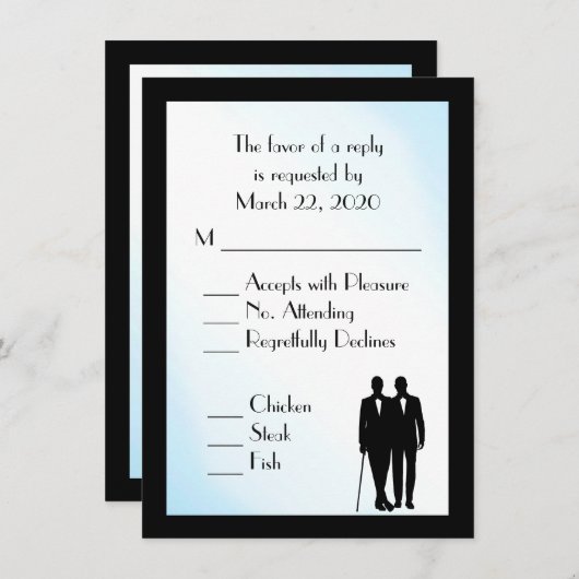 Groom and Groom Menu Wedding RSVP Blue (Vorne/Hinten)