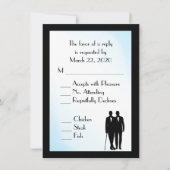 Groom and Groom Menu Wedding RSVP Blue (Vorderseite)