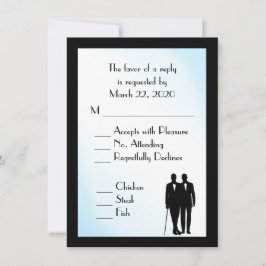 Groom and Groom Menu Wedding RSVP Blue