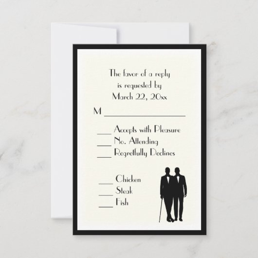 Groom and Groom Menu Wedding RSVP Classic Cream Karte (Vorderseite)