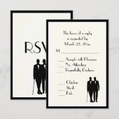 Groom and Groom Menu Wedding RSVP Classic Cream Karte (Vorne/Hinten)