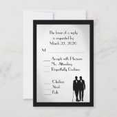 Groom and Groom Menu Wedding RSVP Silver (Vorderseite)