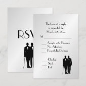 Groom and Groom Menu Wedding RSVP Silver Karte (Vorne/Hinten)