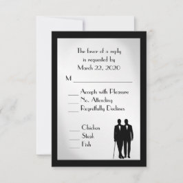 Groom and Groom Menu Wedding RSVP Silver Karte