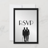 Groom and Groom Menu Wedding RSVP Silver Karte (Rückseite)