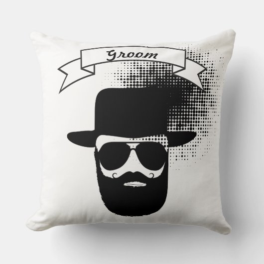 Groom Angesagt Glasses Groovy Hat Handlebar Mustac Kissen (Vorderseite)