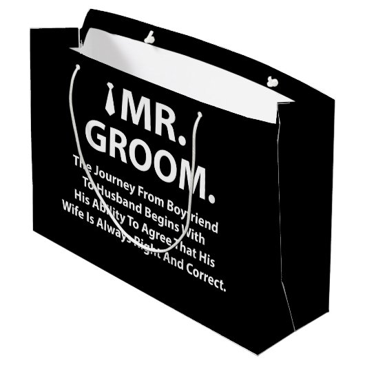 Groom Bachelor Party Große Geschenktüte (Rückseite Schrägansicht)