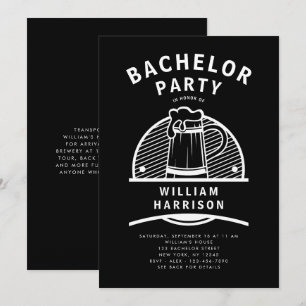 Groom Bachelor Party Schwarz-Weiß Brauerei Tour Einladung