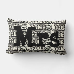 Groom Black and Ivory Mr Typografy Pattern Lendenkissen