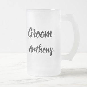 Groom Black and White Individuelle Name Geschenke Mattglas Bierglas