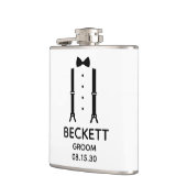 Groom Black Bow Krawatte Flachmann (Links)