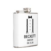 Groom Black Bow Krawatte Flachmann (Rechts)