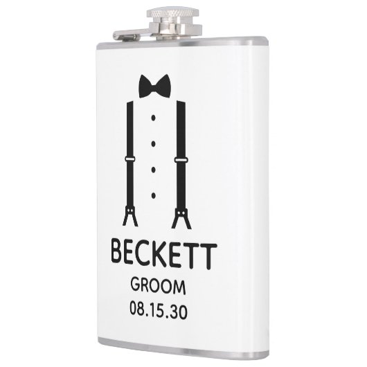 Groom Black Bow Krawatte Flachmann (Links)