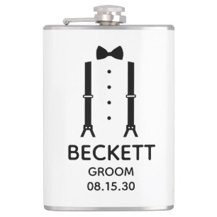 Groom Black Bow Krawatte Flachmann