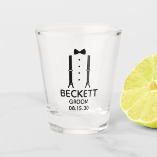 Groom Black Bow Krawatte Schnapsglas