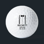 Groom Black Bow Tie With Suspenders Golfball<br><div class="desc">These golf balls are a great favor for the groom in your wedding. If all your wedding party will be wearing suits this design with suspenders and a bow tie in black would be perfect. Casual yet formal. They will love that they are practical and usable. They'd be great for...</div>