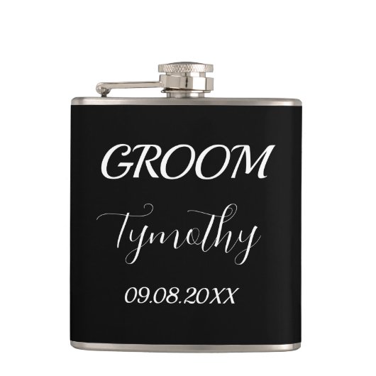Groom Black Elegant Einfache Hochzeitsgeschenke Flachmann (Vorderseite)
