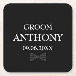 Groom Black Elegant Individuelle Name Geschenke Ho Rechteckiger Pappuntersetzer