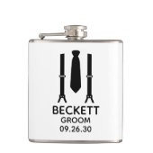 Groom Black Krawatte Flachmann (Vorderseite)