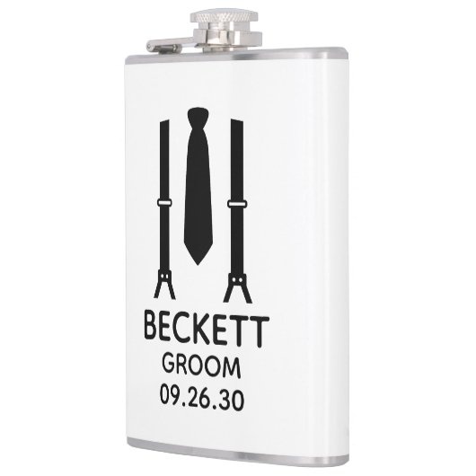 Groom Black Krawatte Flachmann (Links)