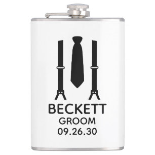 Groom Black Krawatte Flachmann