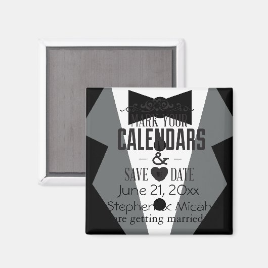 Groom Black Krawatte Tuxedo Save the Date Magnet (Vorderseite/Rückseite)