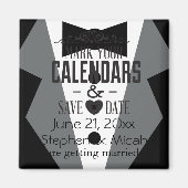 Groom Black Krawatte Tuxedo Save the Date Magnet (Vorne)