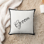 Groom Black Script Elegant Wedding Keepake Kissen (Decke)