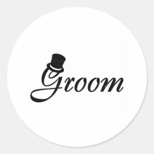Groom (Blk Top Hat) Runder Aufkleber
