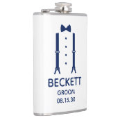 Groom Blue Bow Krawatte Flachmann (Rechts)