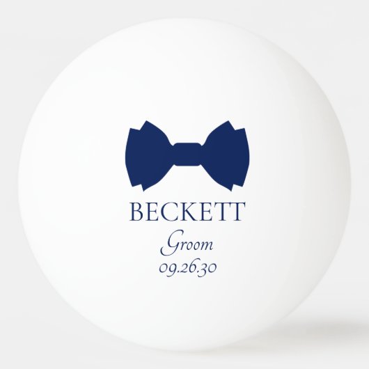 Groom Blue Bow Krawatte Tischtennisball (Vorderseite)