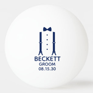 Groom Blue Bow Krawatte Tischtennisball