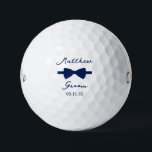 Groom Blue Bow Tie Golfball<br><div class="desc">These golf balls are a great favor for the groom in your wedding. They feature a blue bow tie with the groom's name above it in a modern script font and the word Groom along with the wedding date below. They'd be great for a bachelor party or weekend. The job...</div>